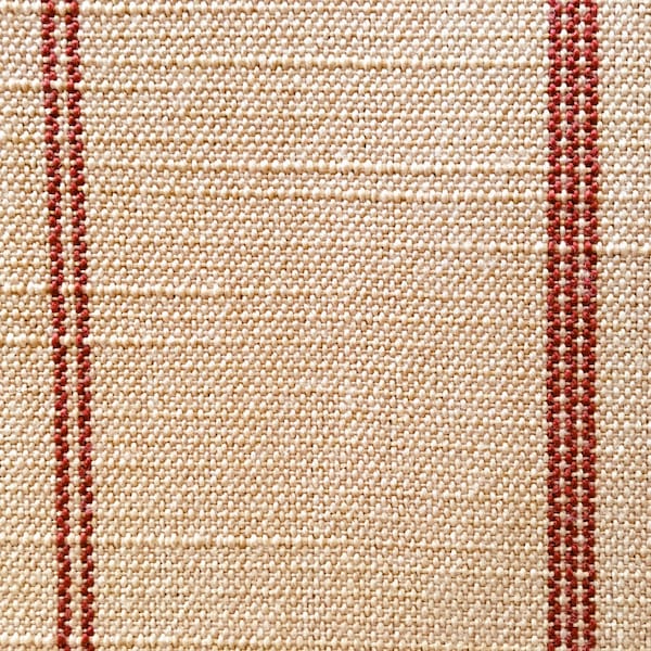 Stripe Red Rouge Ecru Beige Tan Striped Jacquard Upholstery Fabric