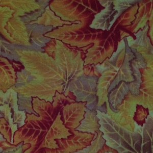 Vintage Red Burgundy Orange Yellow Gold Fall Autumn Maple Leaves Leaf Cotton Quilt Fabric