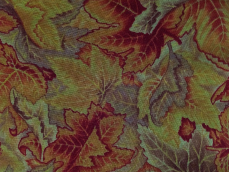 Vintage Red Burgundy Orange Yellow Gold Fall Autumn Maple Leaves Leaf Cotton Quilt Fabric
