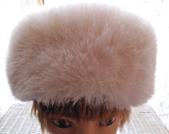 Vintage White Russian Faux Fur Hat