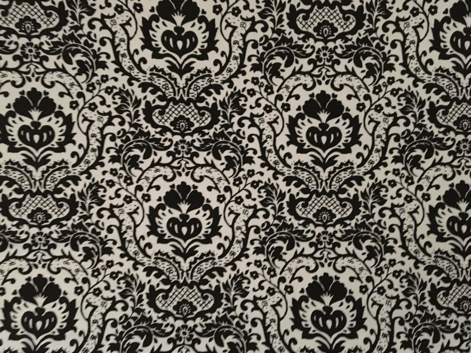 Vintage Black White Damask Cotton Fabric Etsy