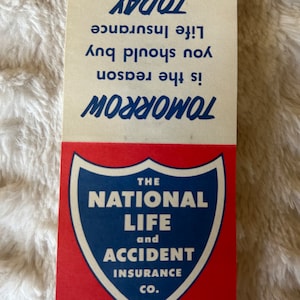 Vintage nationale levens- en ongevallenverzekering Vintage antieke naaldboekreclame