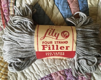 Vintage Lily Four Strand Filler 100 Yards Lt Gray General Weaving and Crocheting Yarn