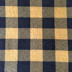 Vintage Senf Gelb Schwarz Karierter Baumwoll Flanell Stoff