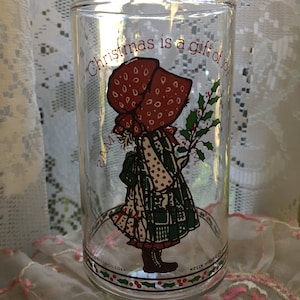 Vintage Holly Hobbie Christmas Is A Gift Of Joy Coca Cola Limited Edition Beverage Tumbler Glass