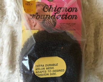 Vintage Goody Chignon Foundation Nylon Mesh Extra Durable Bun Holder Hairstyle New in Pkg