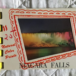 Vintage Miniatur Niagara Falls 10 natürliche Farbdrucke Spiral Postkarten Buch