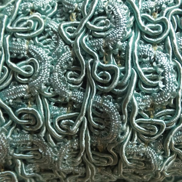 Vintage 1960's Gorgeous Green Braided Embroidered Lace Trim