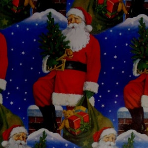 Vintage Christmas Eve Santa Chimney Sack Toys Starry Night Gift Wrap Paper