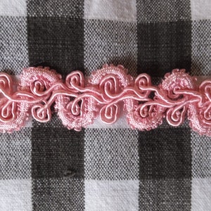 Vintage 1960's Gorgeous Pink Braided Embroidered Lace Trim image 3