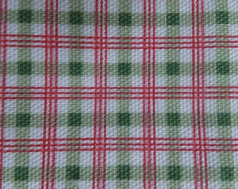 Vintage Spring Pink Green White Plaid Gingham Check Cotton Fabric