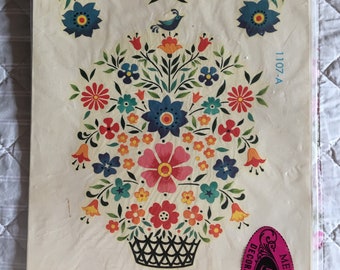 Vintage Meyercord Basket of Flowers Decal