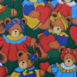 vintage Teddy Bear Children Girl Boy Red Hearts Gift Wrap Papier d’emballage