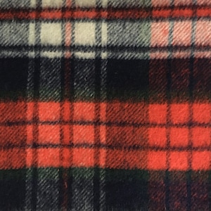 Vintage Rojo Blanco Azul A cuadros Tejido Acrílico Mezcla Algodón Tela