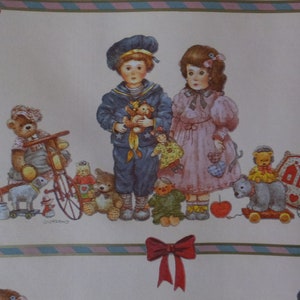 Vintage Natale Vittoriano Bambini Vittoriani Ragazzo Giocattoli Orso Bici Regalo Wrap Carta da imballaggio