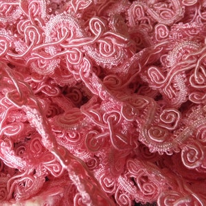 Vintage 1960's Gorgeous Pink Braided Embroidered Lace Trim image 2