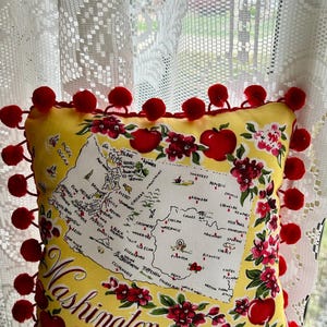 Pañuelo con pompón, recuerdo del estado de Washington, hecho a mano, con diseño de flor de manzano