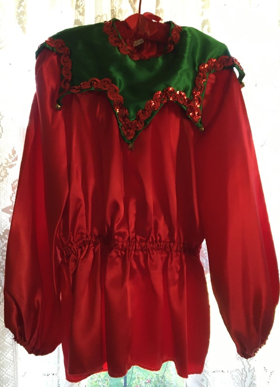 Vintage Christmas Elf Santa's Helper Red Green Sa… - image 1