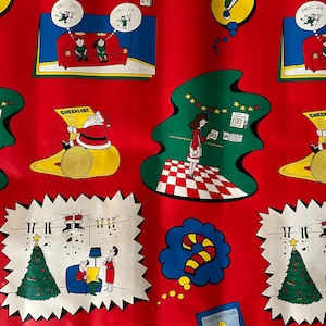 Vintage Christmas Art Funny Comical Santa Antics Gift Wrap Wrapping Paper