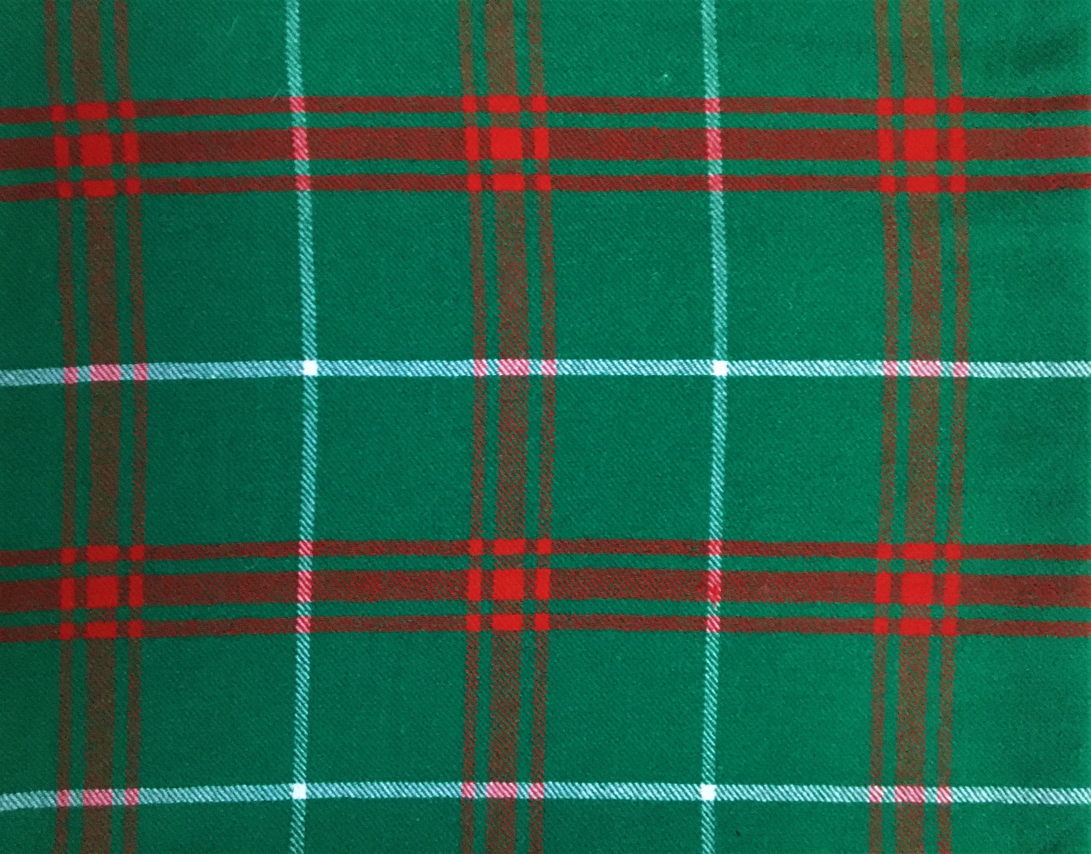 Vintage Red Green White Tartan Plaid Wool Cotton Blend Fabric Etsy