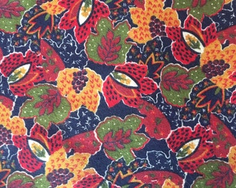 Vintage Blumen Pflanzen Blätter Blatt Beeren Beeren Orange rot blau gelb grün Baumwolle Flanell Stoff