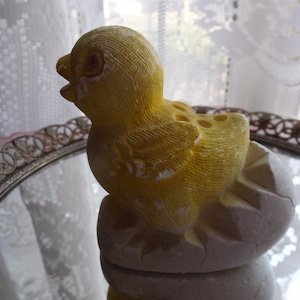 Vintage Chalkware Chalk Ware Easter Baby Chick Hatching Egg Decor Decoration Figurine