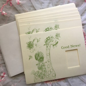 10 Vintage Cradle Pictures Litho D en Canadá Baby Birth Announcements Good News Giraffe Carrying Baby Unused Photo Cards &Envelopes