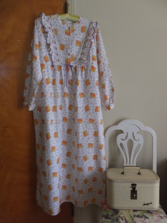 Vintage New Sears Floral Purple Orange Yellow Ruff