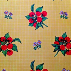Vintage Garden Ripe Red Raspberries Raspberry Yellow Check Gift Wrap Wrapping Paper