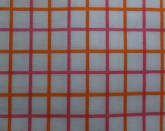 Vintage Pink Orange White Gingham Check Checkered Square Neisner Dime Store Price Tag Cotton Fabric