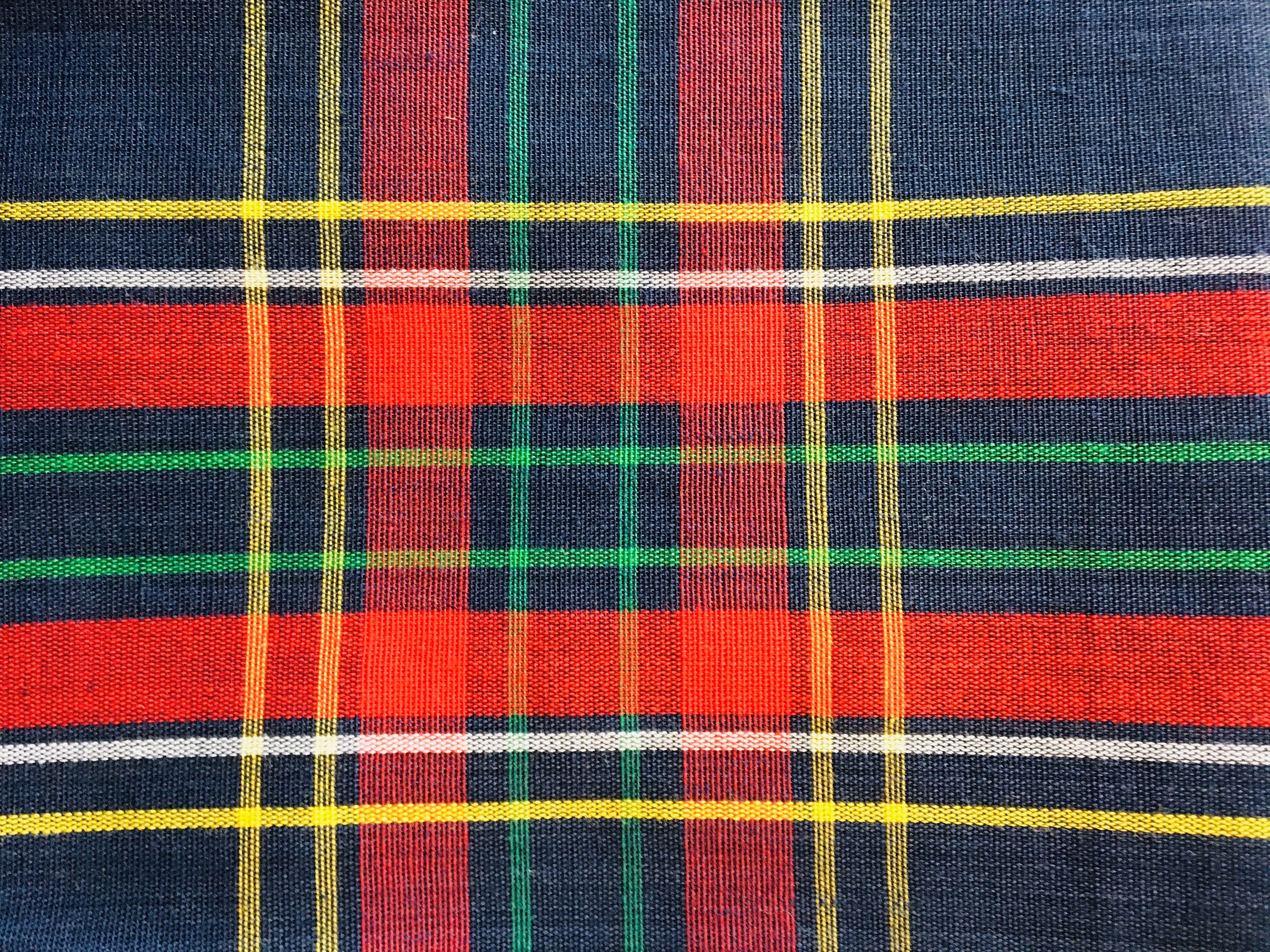  Wool Blend Tartan Plaid Christmas Holidays Navy Red