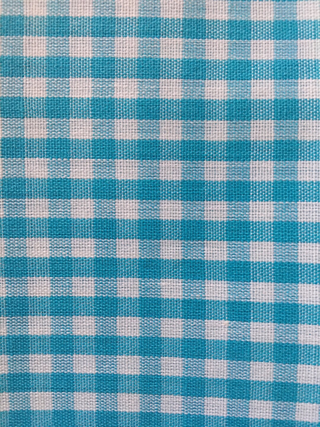 Vintage Aqua Blue and White Gingham Check Cotton Fabric Etsy