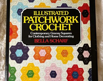 Vintage 1976 Butterick illustrato Patchwork Crochet Grandma Squares Bella Scharf Libro di istruzioni