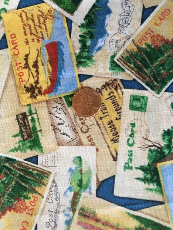 Vintage Postcards with Messages and Fabric
