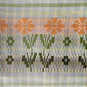 Vintage Green Yellow Orange Blue Plaid Cottage Garden Border Floral Flowers Cotton Fabric