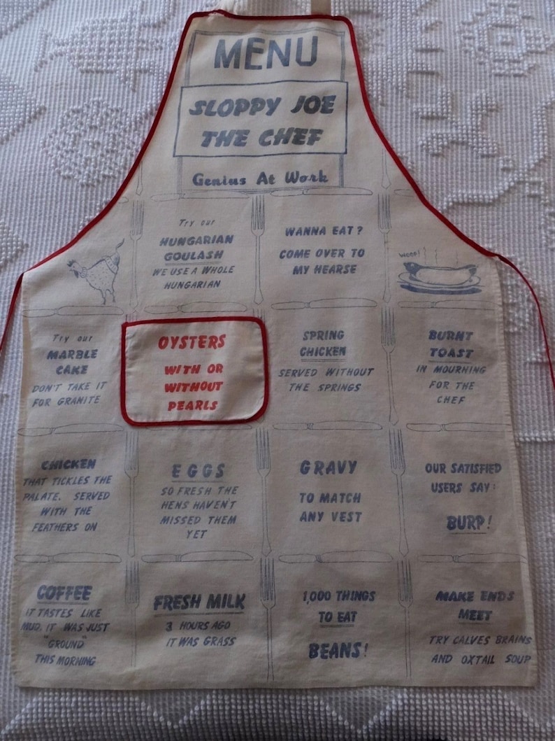 Vintage Diner Quotes Charmingly Quirky Sloppy Joe The Chef Apron