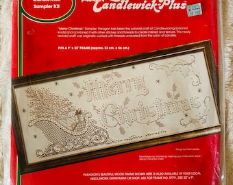 Vintage 1983 Paragon Needlecrafts Merry Christmas Candlewick Sampler Kit