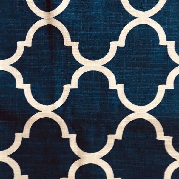 2013 Richloom Solarium Blue White Irondaze Pompeii Trellis Heavy Cotton Fabric