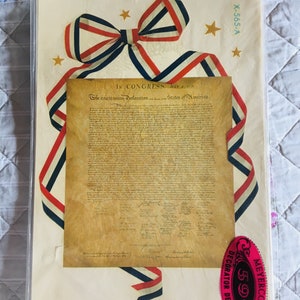 Vintage Meyercord Decorator Designs Declaración de Independencia de los Estados Unidos de América Calcomanía