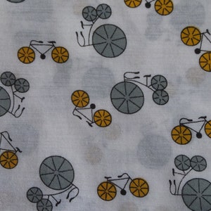 Vintage Tricycle Bicycle Cycle Cycling Gray Yellow Lightweight Cotton Fabric