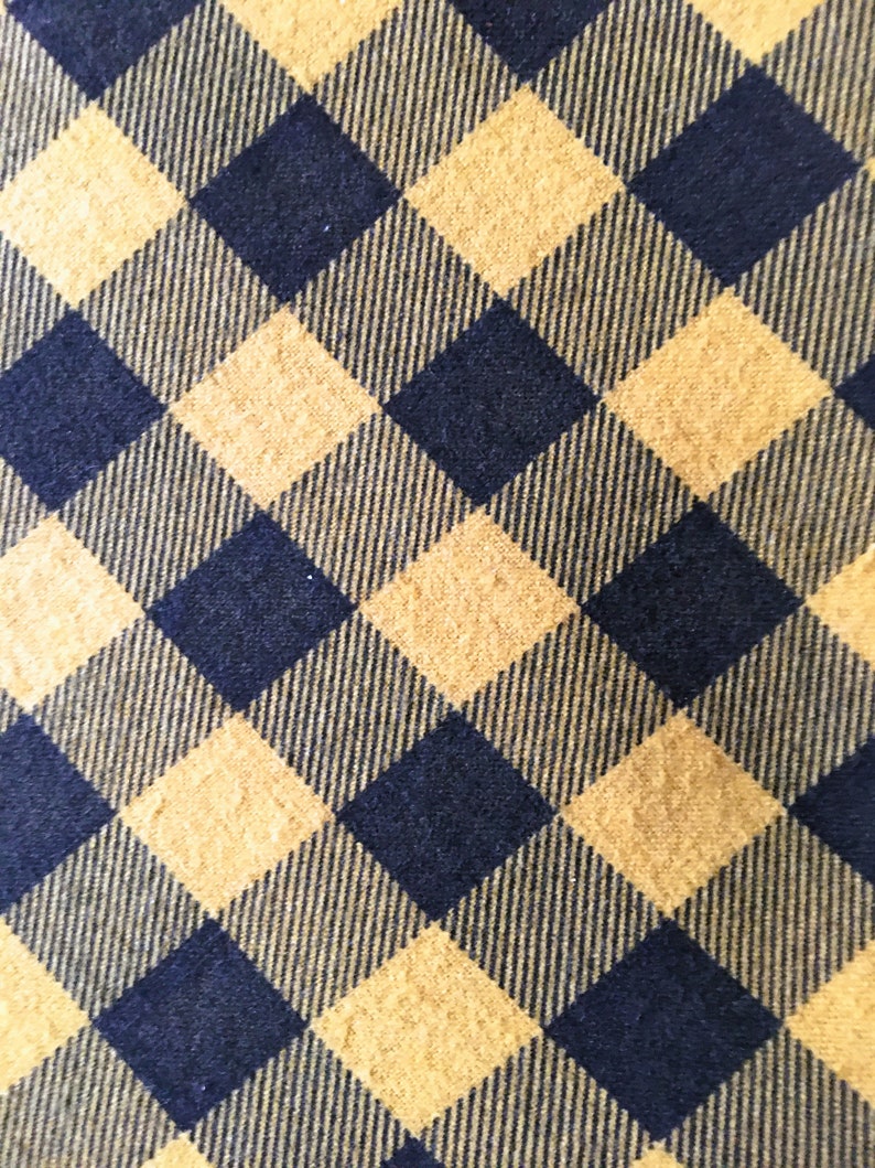 Vintage Mustard Yellow Black Plaid Cotton Flannel Fabric Etsy
