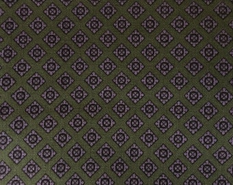 Vintage 1960's Retro Green Purple Square Triangle Circle 100% Cotton Fabric