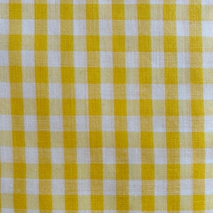 Vintage Yellow White Gingham Cotton Fabric