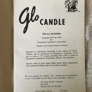 1952 The Glo Candle For All Occasions Instruction How To Illustrated Wax Candle Making Book image 2