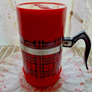 Vintage Red and Yellow Plaid 1-Pint Glass Thermos