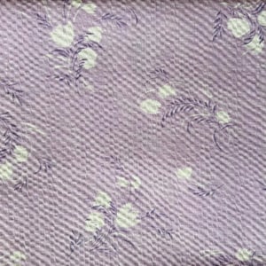 Vintage Lavender Purple White Floral Flower Garden Cotton Seersucker Fabric