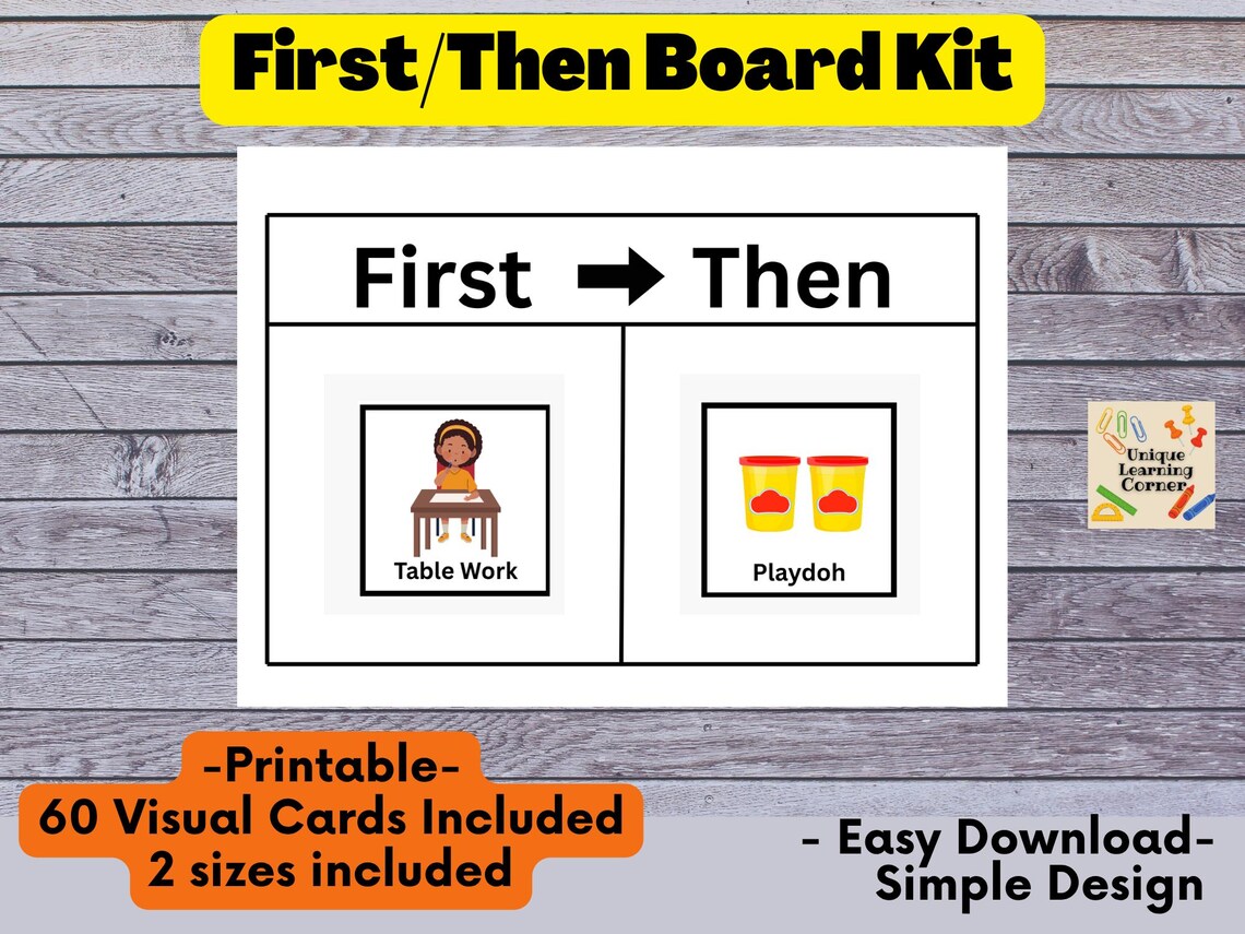 First Then Board Toolkit With Visual Cards Printable Visual Schedule ...