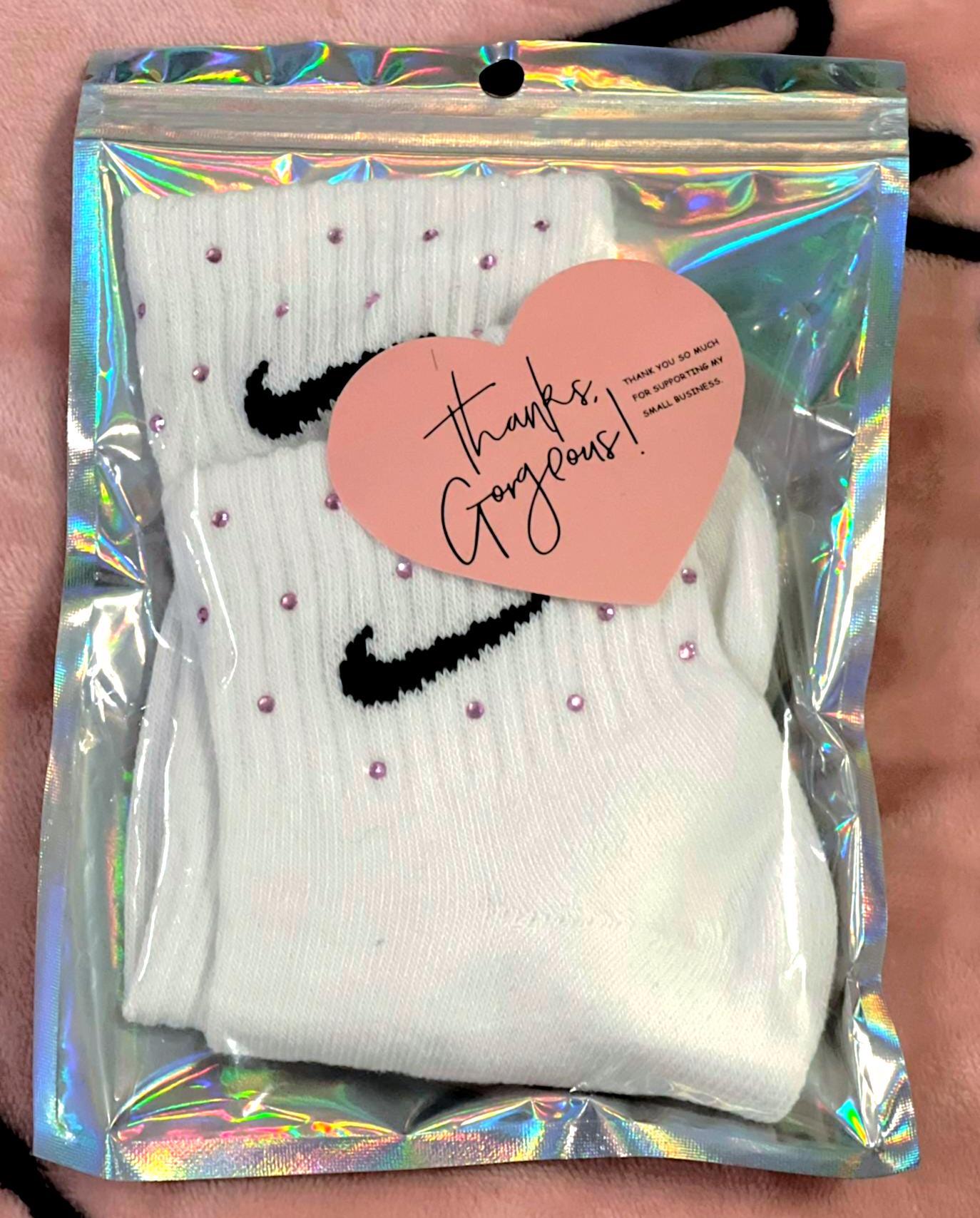 BEDAZZLED NIKE SOCKS, nike ankle bling socks, rhinestone socks, sparkly socks, cheer socks, custom socks, cute socks, gift for teen girl