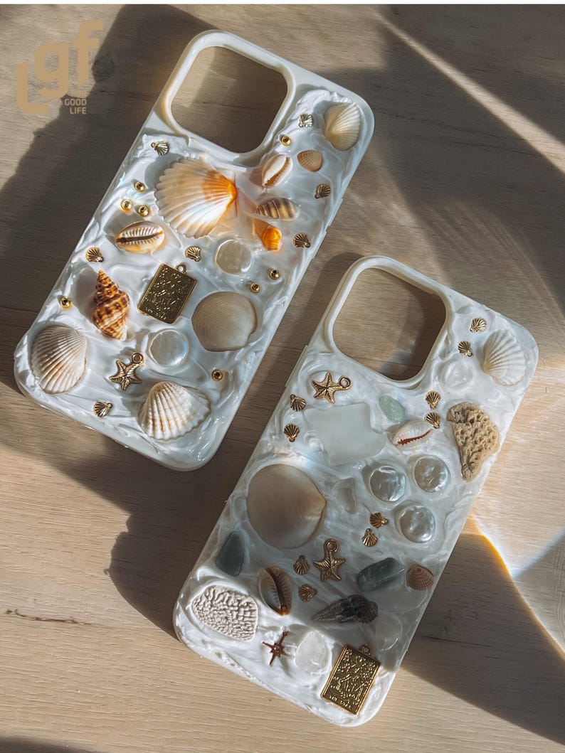 Handmade Seashell Phone Case – White Coastal Design - Etsy