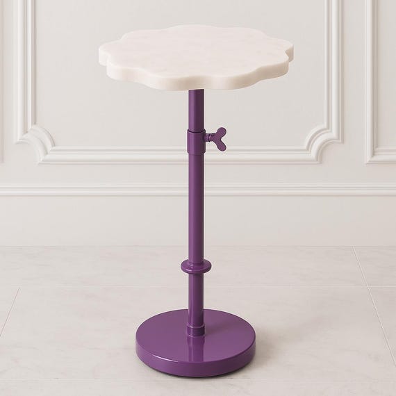 Personalized Round Marble Table – Adjustable Height Cocktail & Sofa Side Table